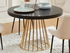 Uitschuifbare Eettafel 2 Tot 12 Plaatsen Van Mdf En Staal - Zwart En Goud - Firela-Vente-unique Hot