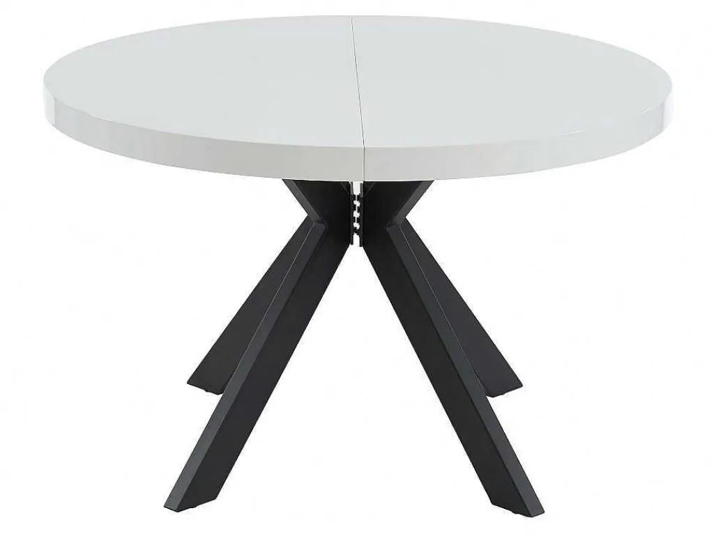 Uitschuifbare Eettafel 4 Tot 8 Plaatsen Van Mdf En Staal - Wit Gelakt En Zwart - Komoni-Vente-unique Best