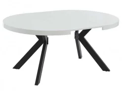 Uitschuifbare Eettafel 4 Tot 8 Plaatsen Van Mdf En Staal - Wit Gelakt En Zwart - Komoni-Vente-unique Best