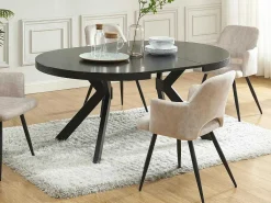 Uitschuifbare Eettafel 4 Tot 8 Personen Mdf En Staal Zwart Komoni-Vente-unique Discount