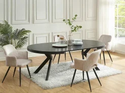 Uitschuifbare Eettafel 4 Tot 8 Personen Mdf En Staal Zwart Komoni-Vente-unique Discount