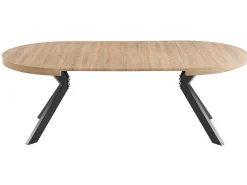 Uitschuifbare Eettafel 4 Tot 8 Plaatsen Van Mdf En Staal - Naturel En Zwart - Komoni-Vente-unique Discount