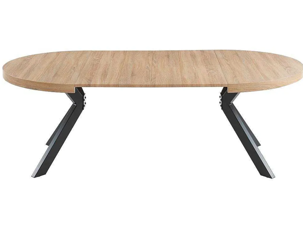 Uitschuifbare Eettafel 4 Tot 8 Plaatsen Van Mdf En Staal - Naturel En Zwart - Komoni-Vente-unique Discount