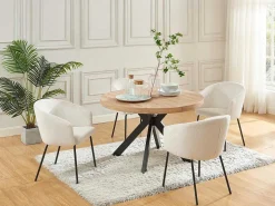 Uitschuifbare Eettafel 4 Tot 8 Plaatsen Van Mdf En Staal - Naturel En Zwart - Komoni-Vente-unique Discount