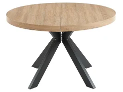Uitschuifbare Eettafel 4 Tot 8 Plaatsen Van Mdf En Staal - Naturel En Zwart - Komoni-Vente-unique Discount