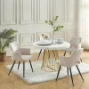 Uitschuifbare Eettafel 2 Tot 12 Plaatsen Van Mdf En Staal - Wit Marmereffect En Goud - Firela-Vente-unique Sale