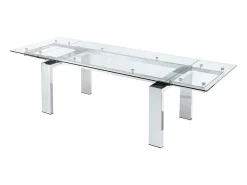 Uitschuifbare Eettafel Lubana - Gehard Glas En Metaal - 8 Tot 10 Personen-Vente-unique Discount