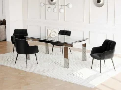 Uitschuifbare Eettafel Lubana - Gehard Glas En Metaal - 8 Tot 10 Personen-Vente-unique Discount