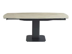 Uitschuifbare Eettafel Voor 4 Tot 8 Personen In Keramiek, Gehard Glas, Metaal En Mdf - Lichte Houtlook En Zwart - Taloza-Maison Céphy Hot