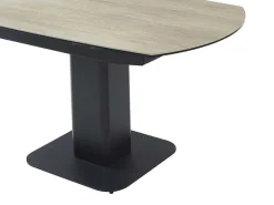 Uitschuifbare Eettafel Voor 4 Tot 8 Personen In Keramiek, Gehard Glas, Metaal En Mdf - Lichte Houtlook En Zwart - Taloza-Maison Céphy Hot