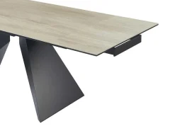 Uitschuifbare Eettafel Voor 6-10 Personen In Keramiek, Gehard Glas En Metaal - Lichte Houtlook En Zwart - Suniva-Maison Céphy Outlet