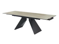Uitschuifbare Eettafel Voor 6-10 Personen In Keramiek, Gehard Glas En Metaal - Lichte Houtlook En Zwart - Suniva-Maison Céphy Outlet