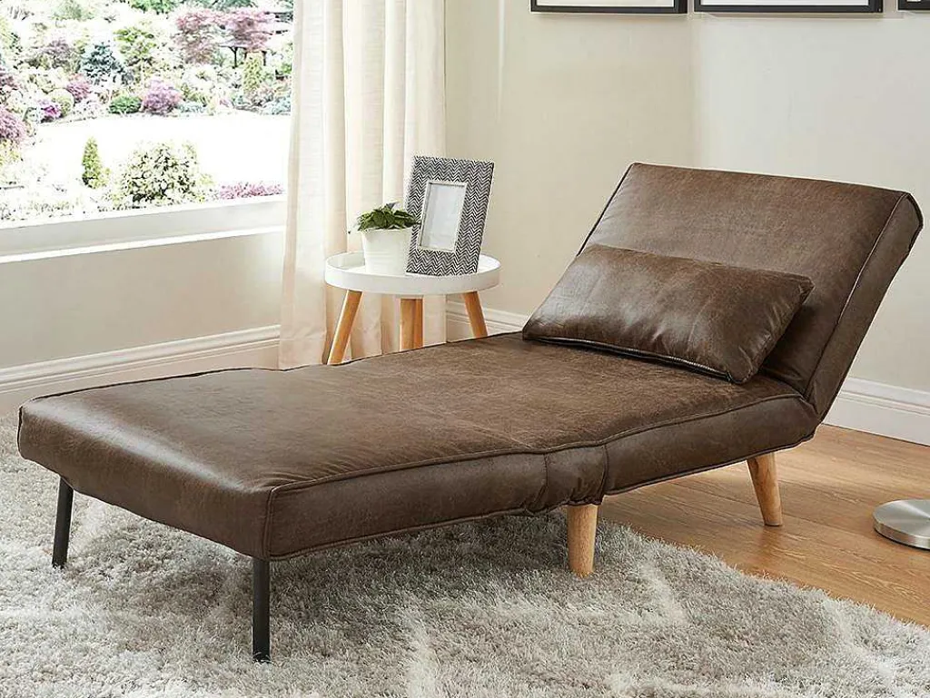 Uitschuifbare Fauteuil Posio Van Microvezel - Bruin-Vente-unique Hot