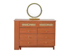 Uitschuifbare Kaptafel - 8 Laden En 1 Spiegel Met Led - Retrostijl - Bruin (Kruk Niet Inbegrepen)-ModernLuxe Hot