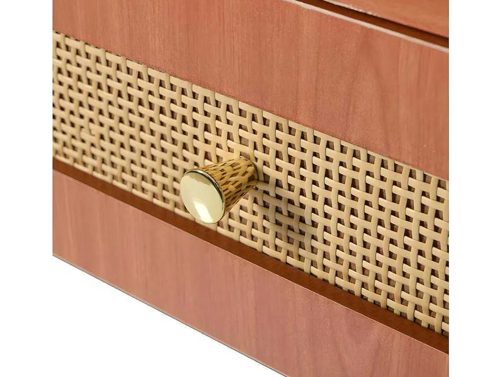 Uitschuifbare Kaptafel - 8 Laden En 1 Spiegel Met Led - Retrostijl - Bruin (Kruk Niet Inbegrepen)-ModernLuxe Hot