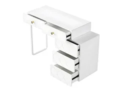 Uitschuifbare Kaptafel Met Golvenpatroon - Met 5 Laden - Gelakte Fronten - Wit (Zonder Spiegel Of Kruk)-ModernLuxe Discount