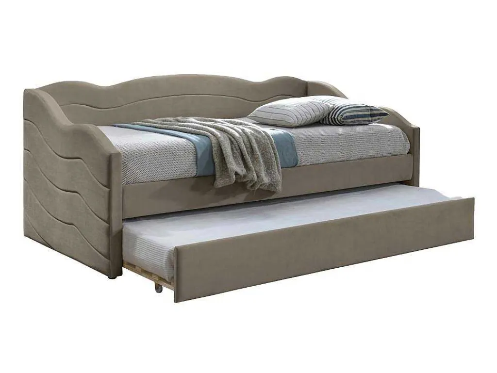 Uitschuifbare Slaapbank 2 X 90 X 190 Cm - Velours - Beige - Lenvia-Vente-unique Hot