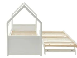 Uitschuifbed 2 X 90 X 190 Cm - Grenen - Wit + Matras - Hurra-Vente-unique Online