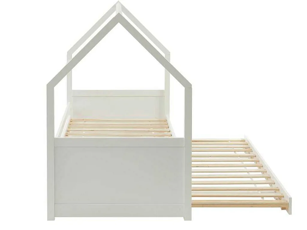 Uitschuifbed 2 X 90 X 190 Cm - Grenen - Wit + Matras - Hurra-Vente-unique Online