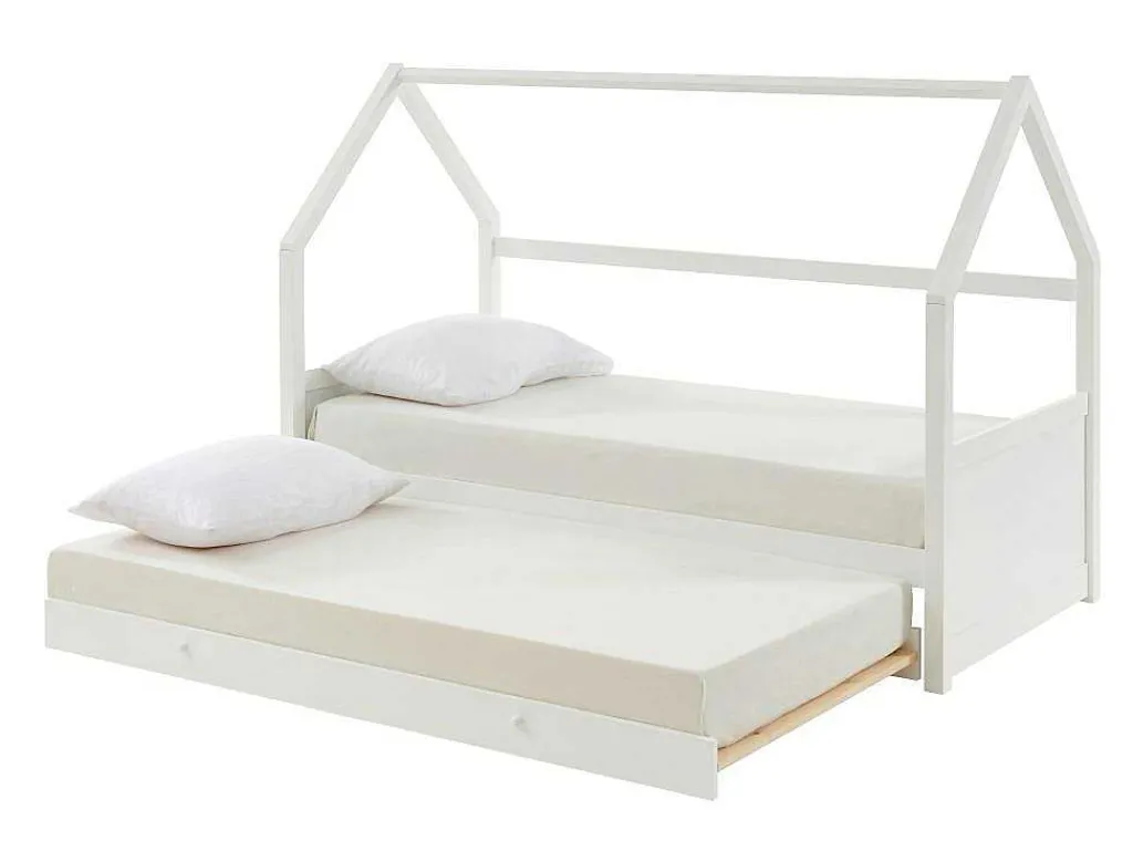 Uitschuifbed 2 X 90 X 190 Cm - Grenen - Wit + Matras - Hurra-Vente-unique Online