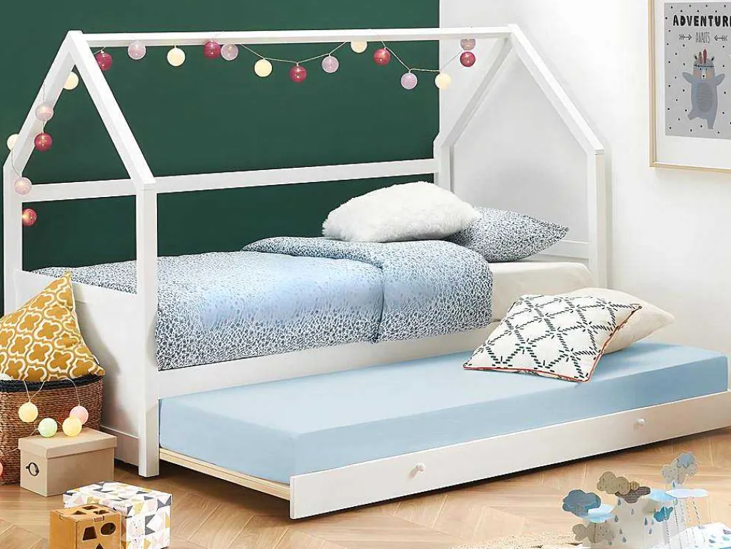 Uitschuifbed 2 X 90 X 190 Cm - Grenen - Wit + Matras - Hurra-Vente-unique Online
