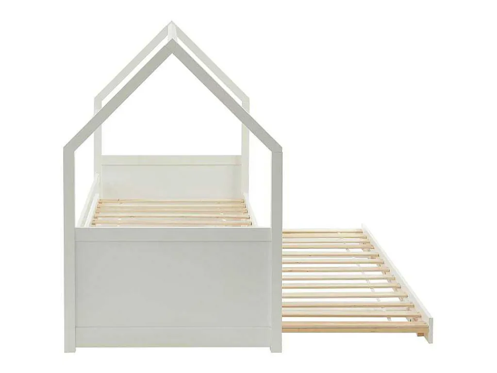 Uitschuifbed 2 X 90 X 190 Cm - Grenen - Wit - Hurra-Vente-unique