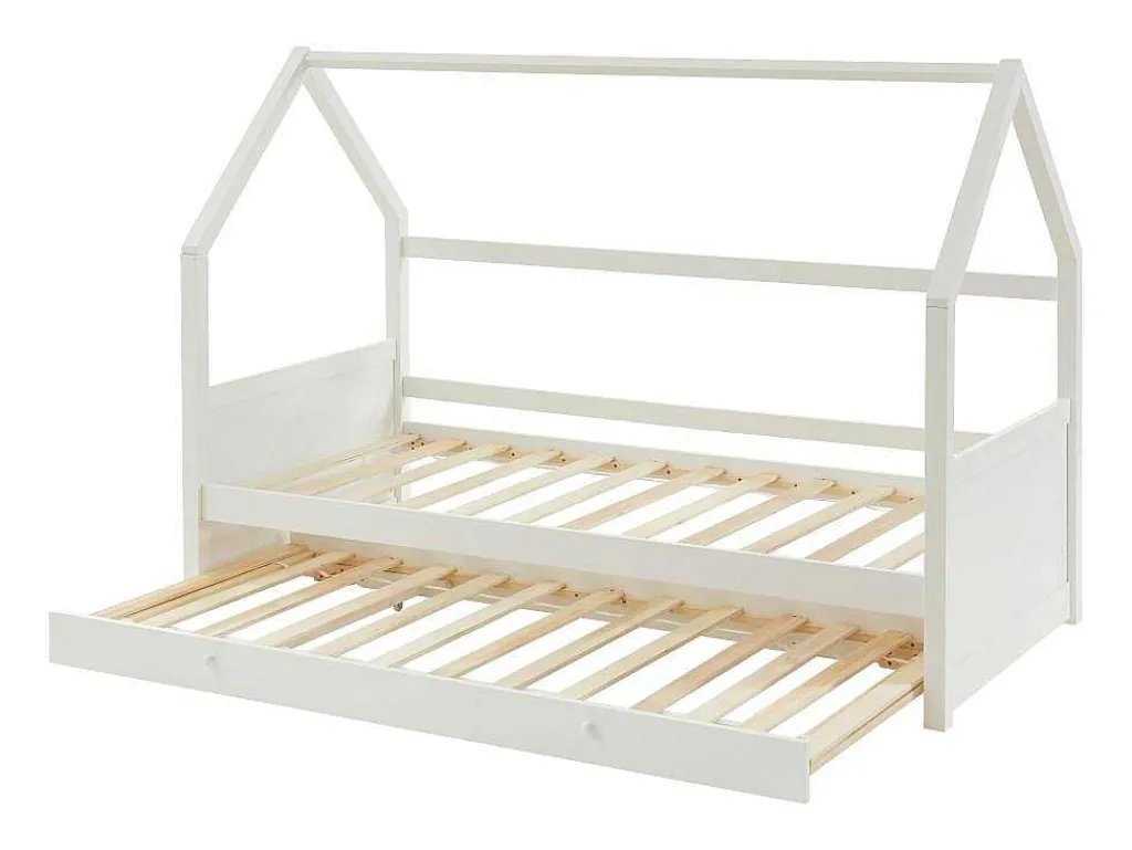 Uitschuifbed 2 X 90 X 190 Cm - Grenen - Wit - Hurra-Vente-unique