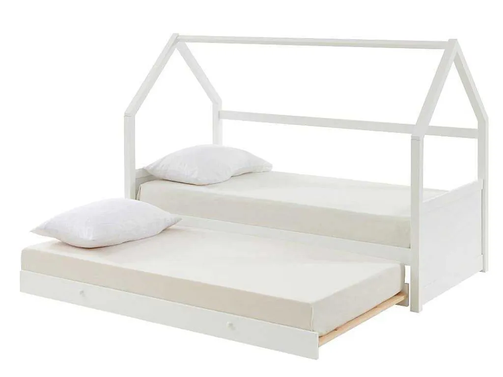 Uitschuifbed 2 X 90 X 190 Cm - Grenen - Wit - Hurra-Vente-unique