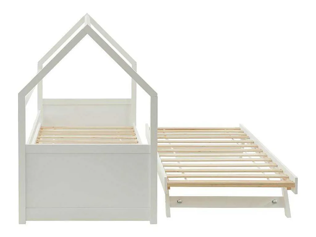 Uitschuifbed 2 X 90 X 190 Cm - Grenen - Wit - Hurra-Vente-unique
