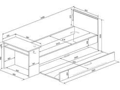 Uitschuifbed 2 X 90 X 200 Cm - Met Bureau - Ledverlichting - Antraciet En Rood - Vouani-Vente-unique Best