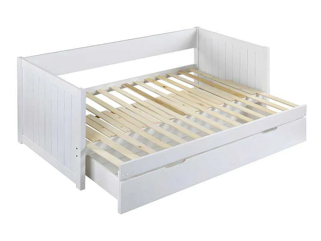 Uitschuifbed Met Opbergruimte - 90 X 190 Of 174 X 190 Cm - Wit - Alfiero-Vente-unique Outlet