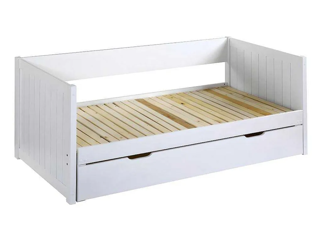 Uitschuifbed Met Opbergruimte - 90 X 190 Of 174 X 190 Cm - Wit - Alfiero-Vente-unique Outlet
