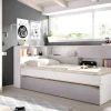 Uitschuifbed Met Slaaplade - 90 X 200 En 90 X 190 Cm - Wit En Grijs - Losiana-Vente-unique Sale