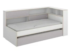Uitschuifbed Met Slaaplade - 90 X 200 En 90 X 190 Cm - Wit En Grijs - Losiana-Vente-unique Sale
