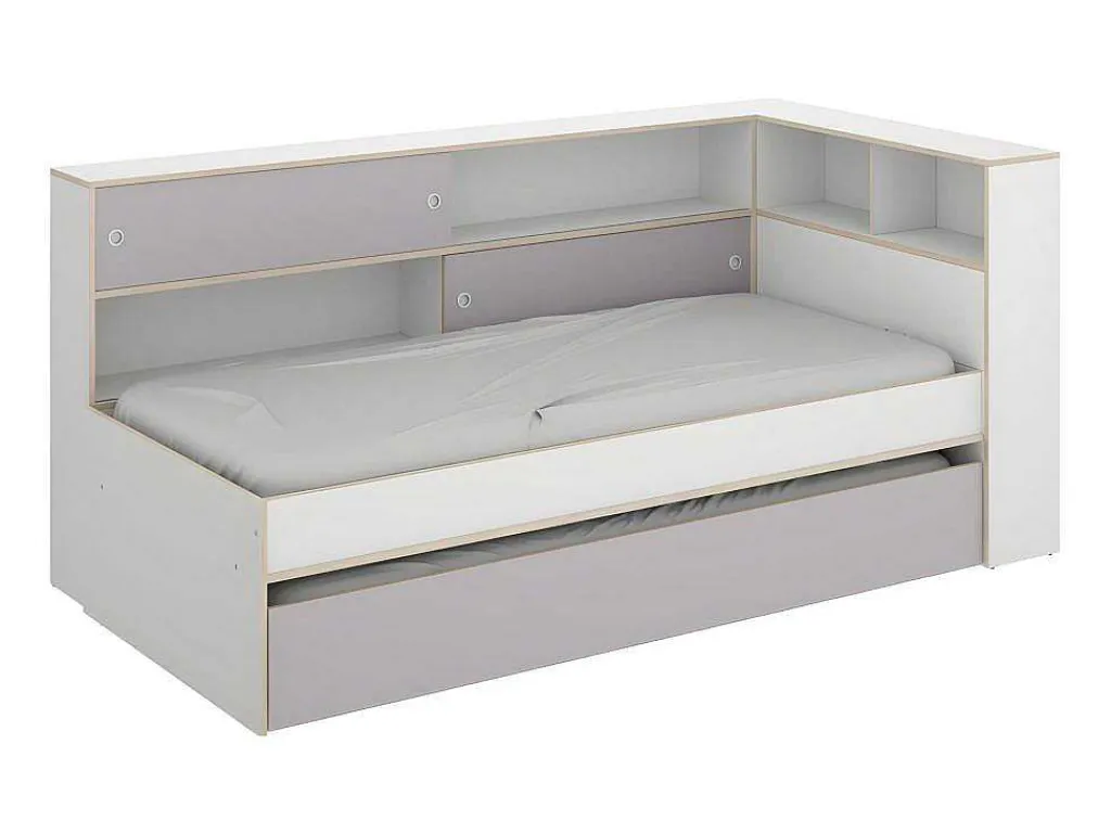 Uitschuifbed Met Slaaplade - 90 X 200 En 90 X 190 Cm - Wit En Grijs - Losiana-Vente-unique Sale