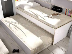 Uitschuifbed Met Slaaplade - 90 X 200 En 90 X 190 Cm - Wit En Grijs - Losiana-Vente-unique Sale
