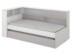 Uitschuifbed Met Slaaplade - Wit En Grijs + Bedbodem + Matras - Losiana-Vente-unique New