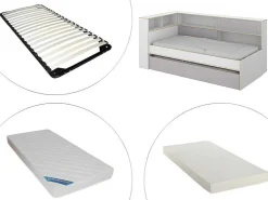 Uitschuifbed Met Slaaplade - Wit En Grijs + Bedbodem + Matras - Losiana-Vente-unique New