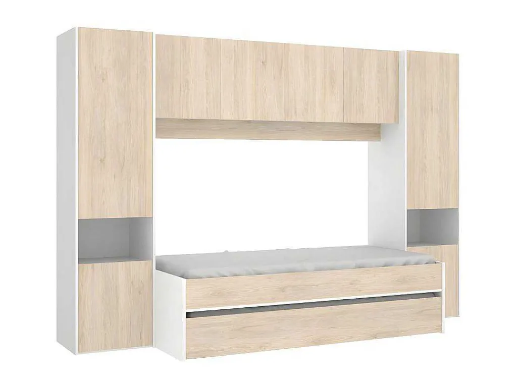 Uitschuifbed Selena - 90 X 190 Cm - Kleur: Eiken En Wit-Vente-unique Clearance