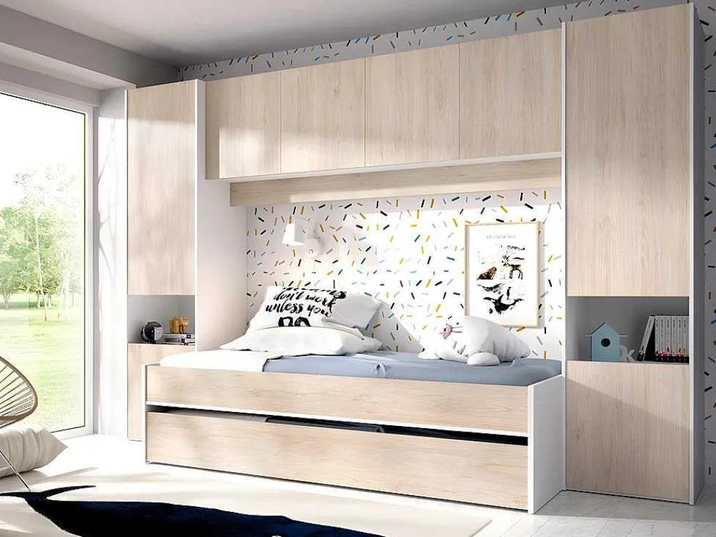 Uitschuifbed Selena - 90 X 190 Cm - Kleur: Eiken En Wit-Vente-unique Clearance