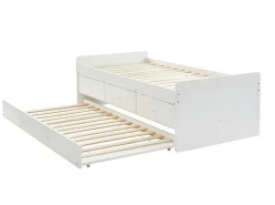 Uitschuifbed Titouan Met 3 Lades - Mdf En Dennenhout - Wit + Matras-Vente-unique Discount