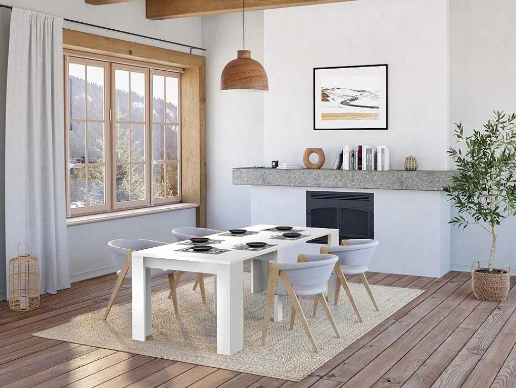 Uittrekbare Sidetabletafel Onega - 10 Personen - 4 Verlengstukken - Kleur: Wit-Vente-unique Sale