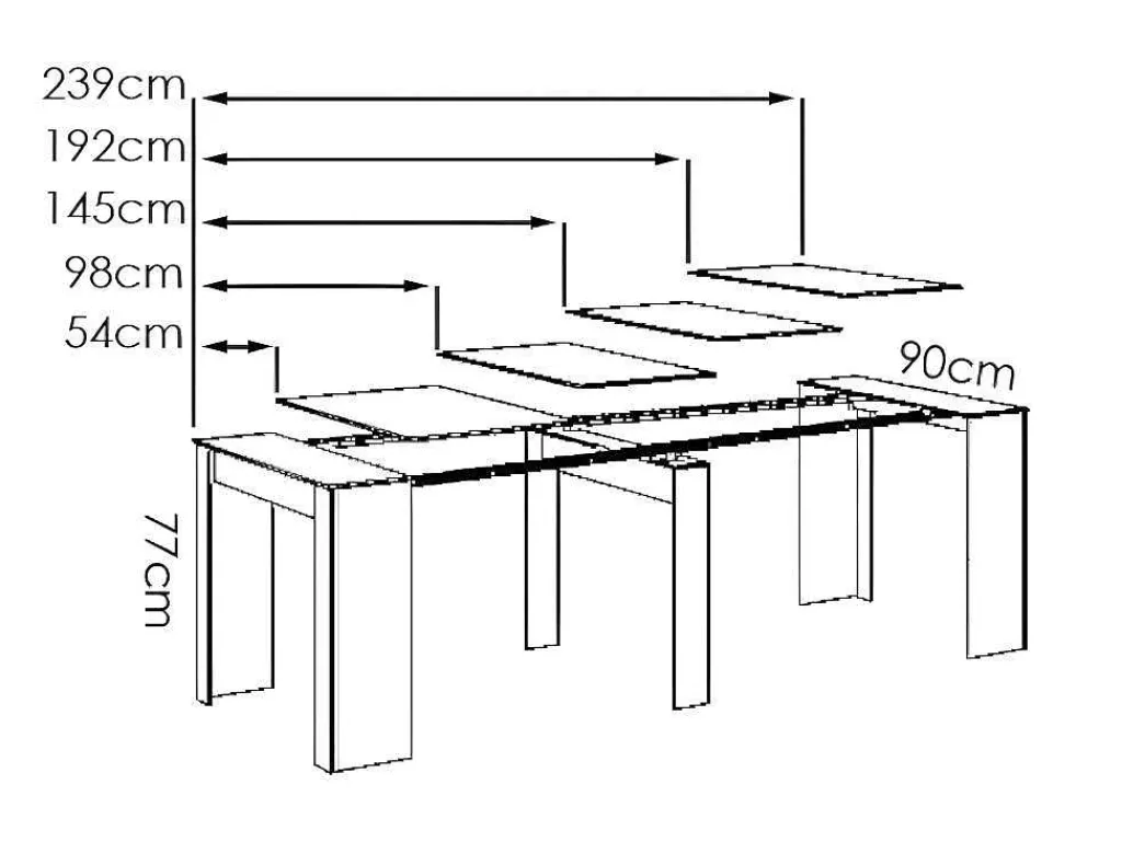 Uittrekbare Sidetabletafel Onega - 10 Personen - 4 Verlengstukken - Kleur: Eiken-Vente-unique Discount