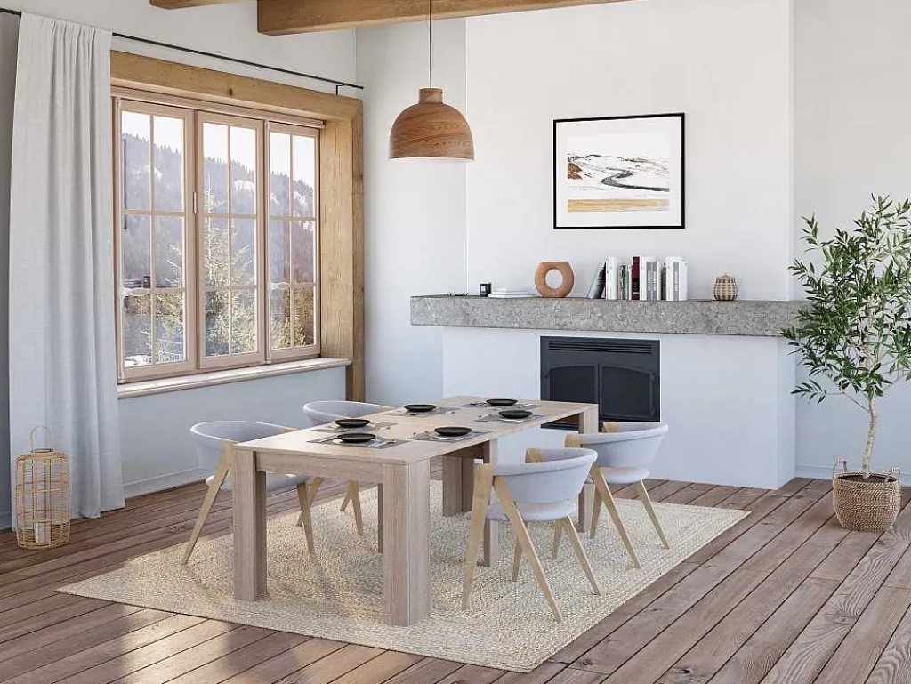 Uittrekbare Sidetabletafel Onega - 10 Personen - 4 Verlengstukken - Kleur: Eiken-Vente-unique Discount