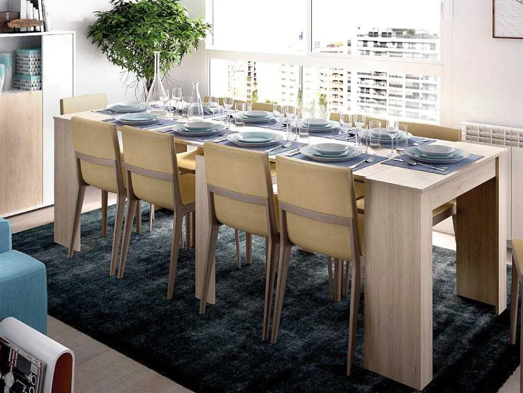 Uittrekbare Sidetabletafel Onega - 10 Personen - 4 Verlengstukken - Kleur: Eiken-Vente-unique Discount