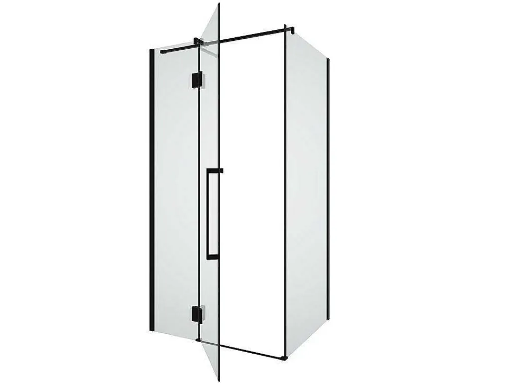 Vast Douchescherm Met Matzwarte Taatsdeur In Industriele Stijl - 80 X 100 X 190 Cm - Princeton-Shower & Design New