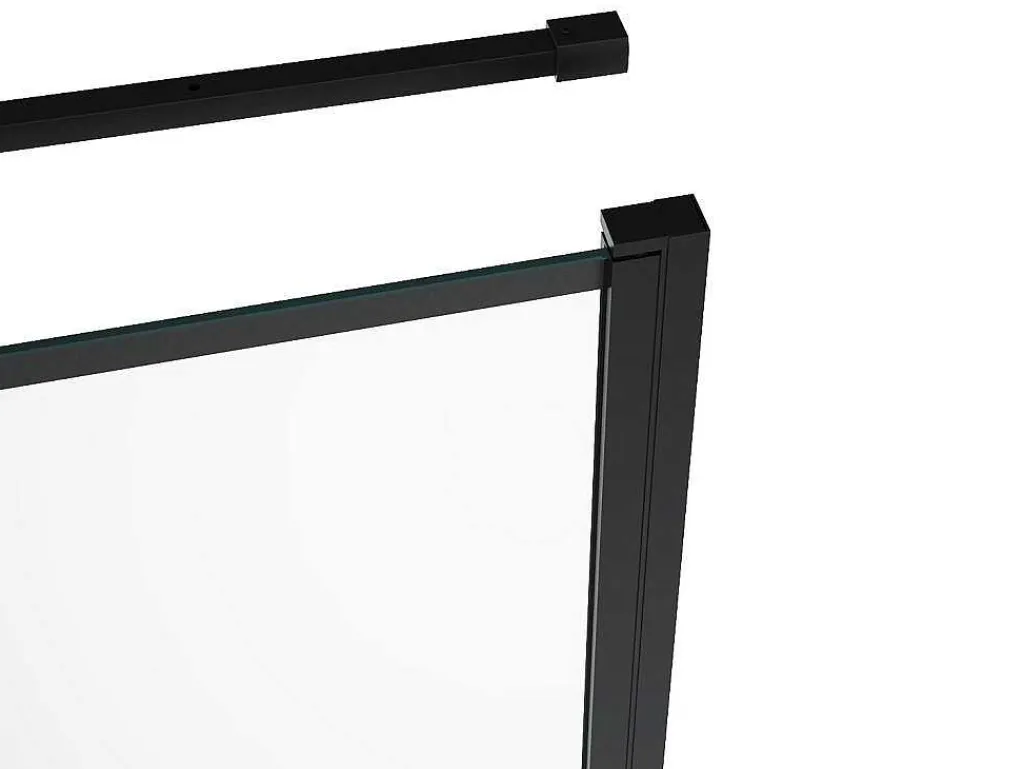 Vast Douchescherm Met Matzwarte Taatsdeur - 80 X 80 X 190 Cm - Caparica-Shower & Design Outlet