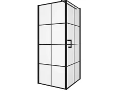 Vast Douchescherm Met Matzwarte Taatsdeur - 80 X 80 X 190 Cm - Caparica-Shower & Design Outlet