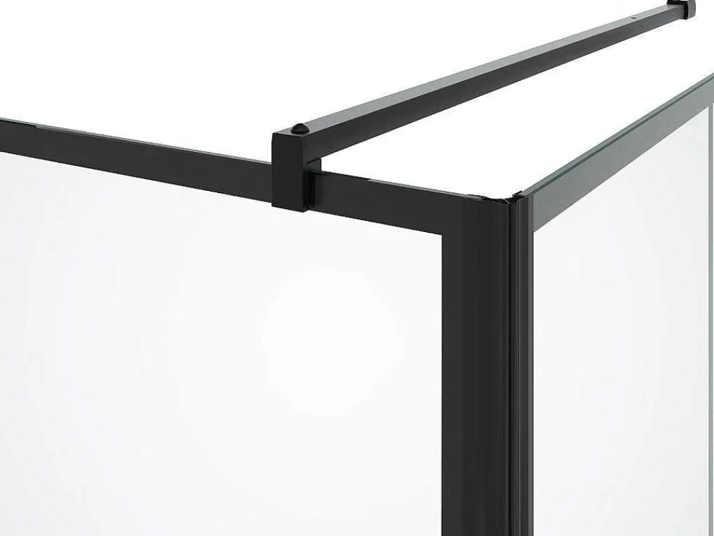Vast Douchescherm Met Matzwarte Taatsdeur - 80 X 80 X 190 Cm - Caparica-Shower & Design Outlet
