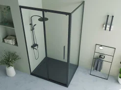 Vast Douchescherm Met Schuifdeur Met Industriele Stijl - Mat Zwart - 120 X 80 X 195 Cm - Toroni-Shower & Design Discount